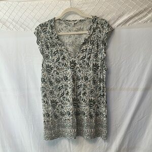 Lucky Brand Black and White Ruffled Blouse